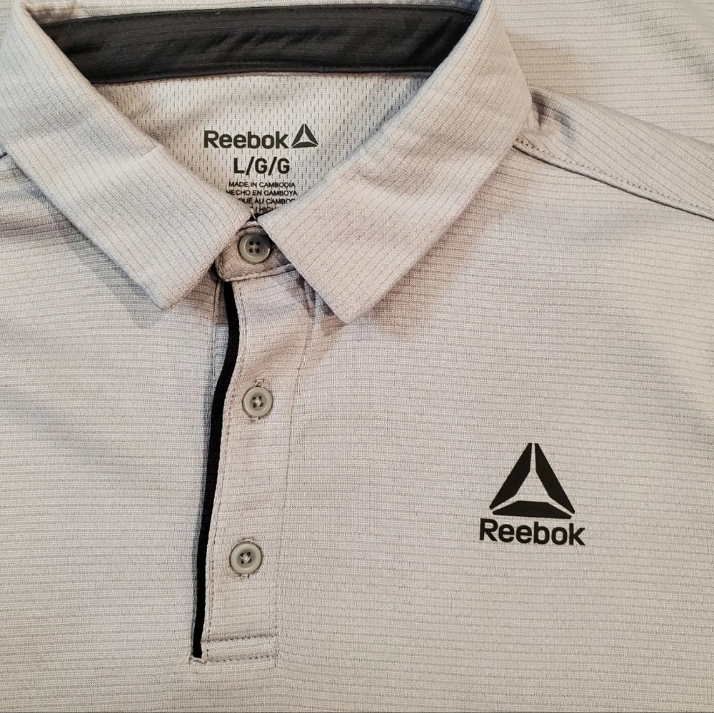 Reebok Mens Gray Short Sleeve Polo Shirt Size Large